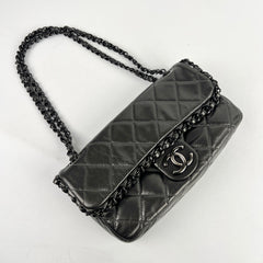 Chanel Calfskin Quilted Chain Me Flap Dark Grey