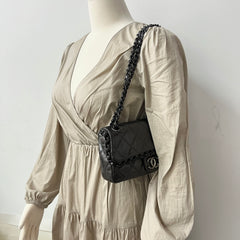 Chanel Calfskin Quilted Chain Me Flap Dark Grey