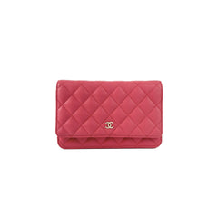 Chanel Caviar Wallet On Chain WOC Dark Pink Series 23
