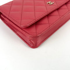 Chanel Caviar Wallet On Chain WOC Dark Pink Series 23