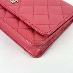 Chanel Caviar Wallet On Chain WOC Dark Pink Series 23
