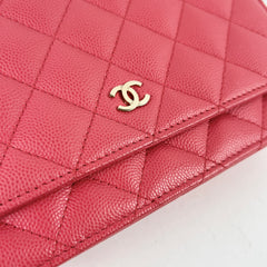 Chanel Caviar Wallet On Chain WOC Dark Pink Series 23
