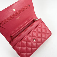 Chanel Caviar Wallet On Chain WOC Dark Pink Series 23