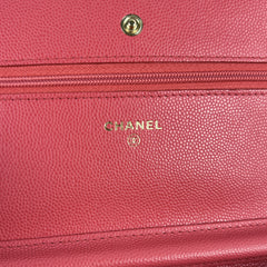 Chanel Caviar Wallet On Chain WOC Dark Pink Series 23