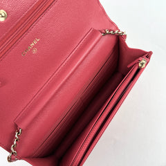 Chanel Caviar Wallet On Chain WOC Dark Pink Series 23
