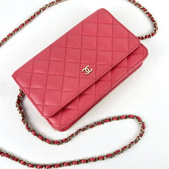 Chanel Caviar Wallet On Chain WOC Dark Pink Series 23