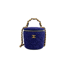 Chanel Blue Tweed Afternoon Tea Top Handle Vanity Case