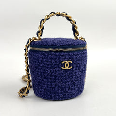 Chanel Blue Tweed Afternoon Tea Top Handle Vanity Case