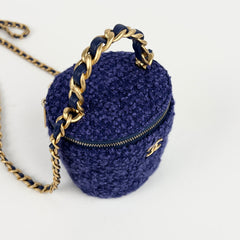Chanel Blue Tweed Afternoon Tea Top Handle Vanity Case