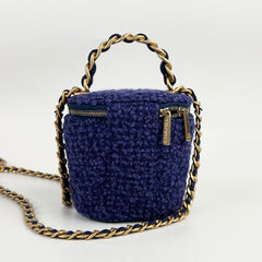 Chanel Blue Tweed Afternoon Tea Top Handle Vanity Case