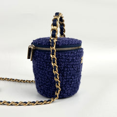 Chanel Blue Tweed Afternoon Tea Top Handle Vanity Case