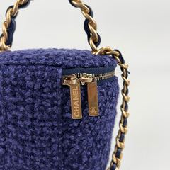 Chanel Blue Tweed Afternoon Tea Top Handle Vanity Case