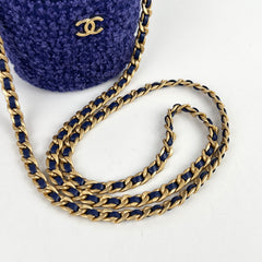 Chanel Blue Tweed Afternoon Tea Top Handle Vanity Case