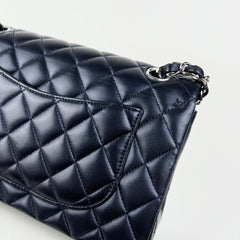 Chanel Small Double Classic Flap Metallic Navy
