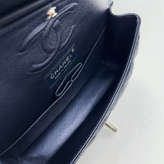Chanel Small Double Classic Flap Metallic Navy