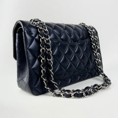 Chanel Small Double Classic Flap Metallic Navy