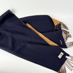 Hermes Reverse Cashmere Scarf Camel/Marine
