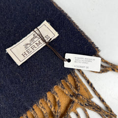 Hermes Reverse Cashmere Scarf Camel/Marine