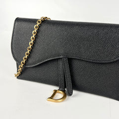 Christian Dior Long Saddle Wallet On Chain WOC Black