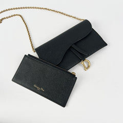 Christian Dior Long Saddle Wallet On Chain WOC Black
