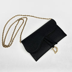 Christian Dior Long Saddle Wallet On Chain WOC Black