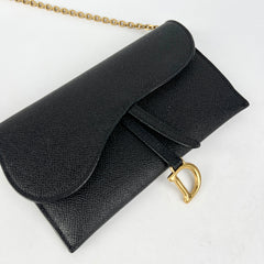 Christian Dior Long Saddle Wallet On Chain WOC Black