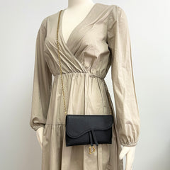 Christian Dior Long Saddle Wallet On Chain WOC Black