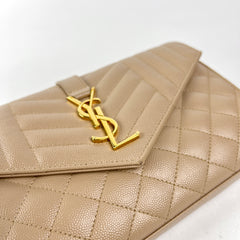 Saint Laurent Envelope Flap Small Beige