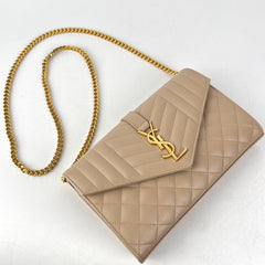 Saint Laurent Envelope Flap Small Beige