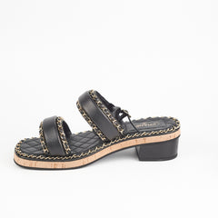 Chanel Black CC Sandals Size 41
