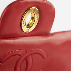 Chanel Vintage Lambskin Backpack Red