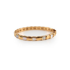 Bulgari Serpenti Viper White Mother of Pearl Bracelet Pink Gold Size S