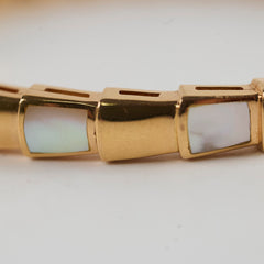 Bulgari Serpenti Viper White Mother of Pearl Bracelet Pink Gold Size S