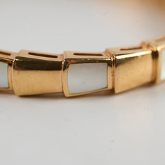 Bulgari Serpenti Viper White Mother of Pearl Bracelet Pink Gold Size S