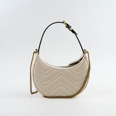 Gucci GG Marmont Half Moon Shoulder White