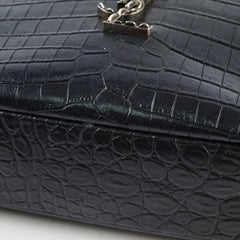 Saint Laurent Croc Embossed Camera Bag Black