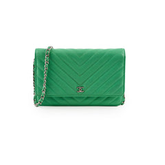 Chanel Wallet On Chain WOC Caviar Green