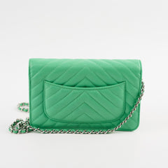 Chanel Wallet On Chain WOC Caviar Green