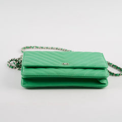 Chanel Wallet On Chain WOC Caviar Green