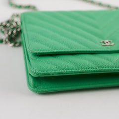 Chanel Wallet On Chain WOC Caviar Green