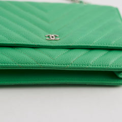 Chanel Wallet On Chain WOC Caviar Green