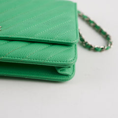 Chanel Wallet On Chain WOC Caviar Green