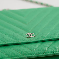 Chanel Wallet On Chain WOC Caviar Green