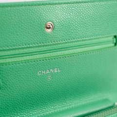 Chanel Wallet On Chain WOC Caviar Green