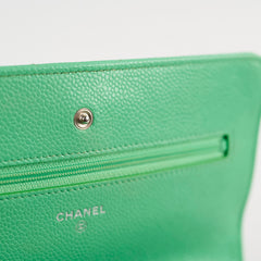 Chanel Wallet On Chain WOC Caviar Green