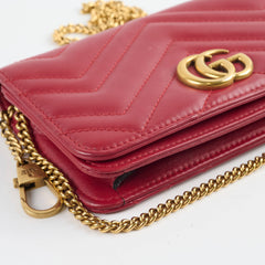 Gucci Marmont Wallet on Chain Red