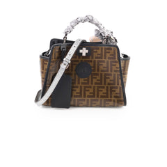 Fendi Mini Peekaboo Silver with Monogram Defender&Twilly