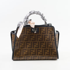 Fendi Mini Peekaboo Silver with Monogram Defender&Twilly