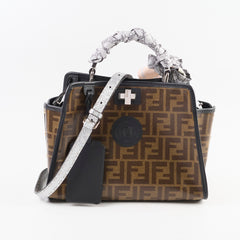 Fendi Mini Peekaboo Silver with Monogram Defender&Twilly