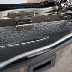 Fendi Mini Peekaboo Silver with Monogram Defender&Twilly
